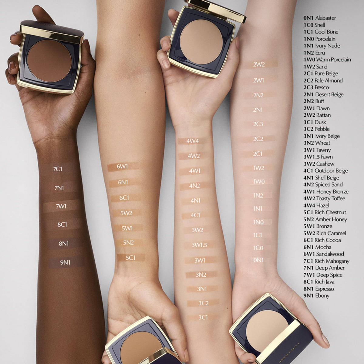 Estée Lauder powder texture close-up revealing micro-fine finish that blurs pores