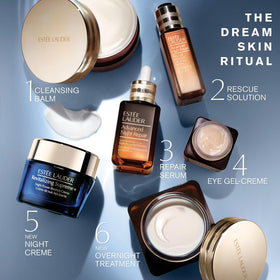 Estée Lauder product with key botanicals highlighting peptide and extract benefits