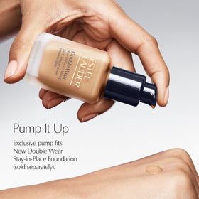Estée Lauder pump close-up of nozzle for precise, consistent foundation doses