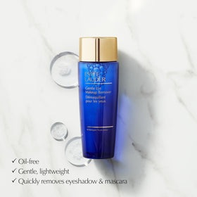 Estée Lauder remover in use on cotton pad lifting eye makeup gently and quickly