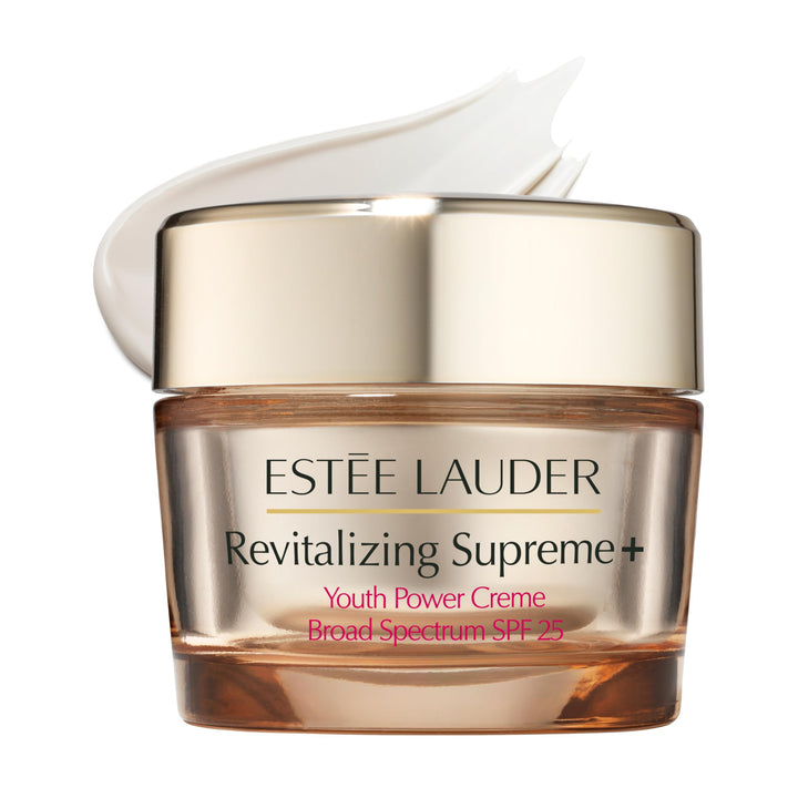 Estée Lauder jar front view showing product packaging and premium finish benefit
