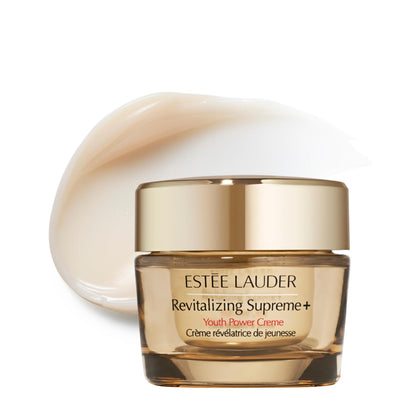 Estée Lauder Revitalizing Supreme+ jar front view showing sleek packaging and premium look