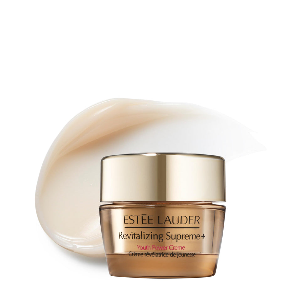 Estée Lauder jar front view showing travel-size packaging and premium finish