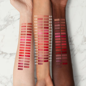 Estée Lauder creamy lipstick texture demonstrating smooth satin finish and glide