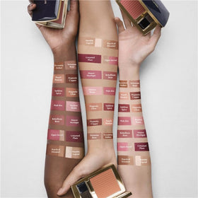Estée Lauder powder swatch showing smooth texture and blendable finish benefit