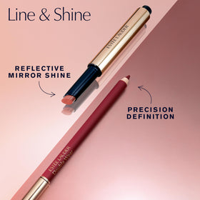 Estée Lauder glosstick next to coin showing compact travel-friendly size