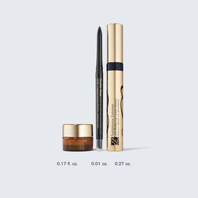 Estée Lauder size comparison with hand showing compact travel-size eye gel convenience