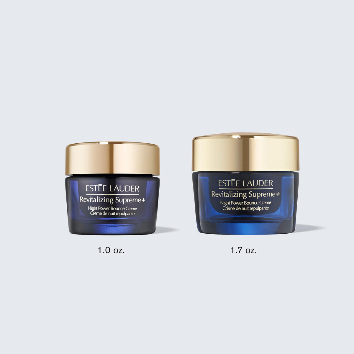 Estée Lauder jar next to measuring scale showing 1.7 ounce size and portability