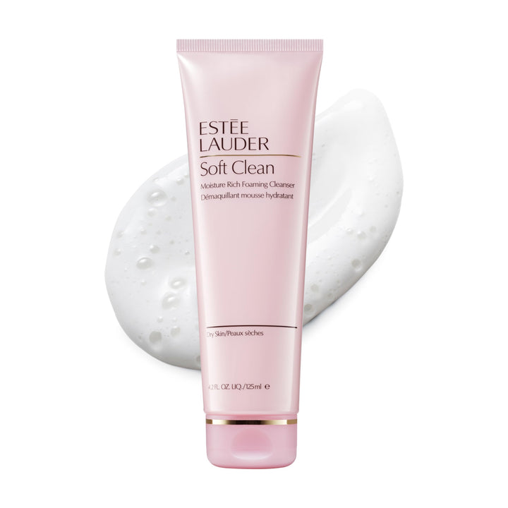 Estée Lauder front packaging showing cleanser and elegant label, highlights gentle cleansing benefit