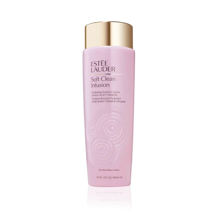Estée Lauder bottle front view showing brand and hydrating essence benefits