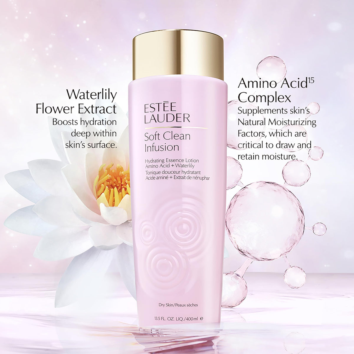 Estée Lauder product texture close-up illustrating lightweight cushiony hydration