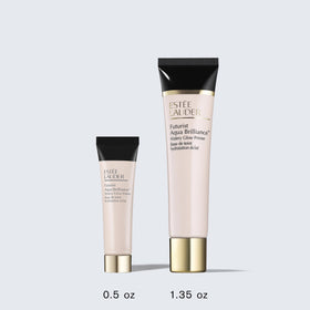 Estée Lauder Futurist size comparison beside everyday items for scale and travel convenience