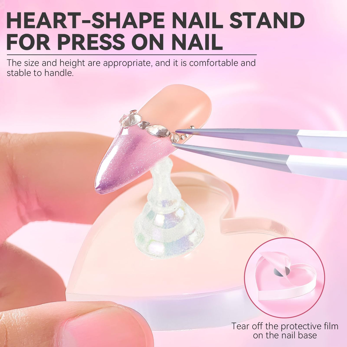 ESUOHYM heart-shaped stand close-up highlighting secure grip for detailed painting