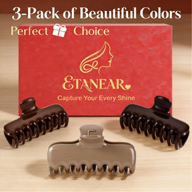 ETANEAR red gift box opened with three clips inside, ready-for-gifting appeal