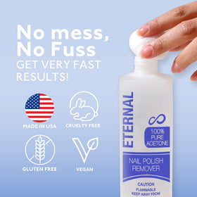 Eternal close-up label clearly showing purity and made in USA benefit