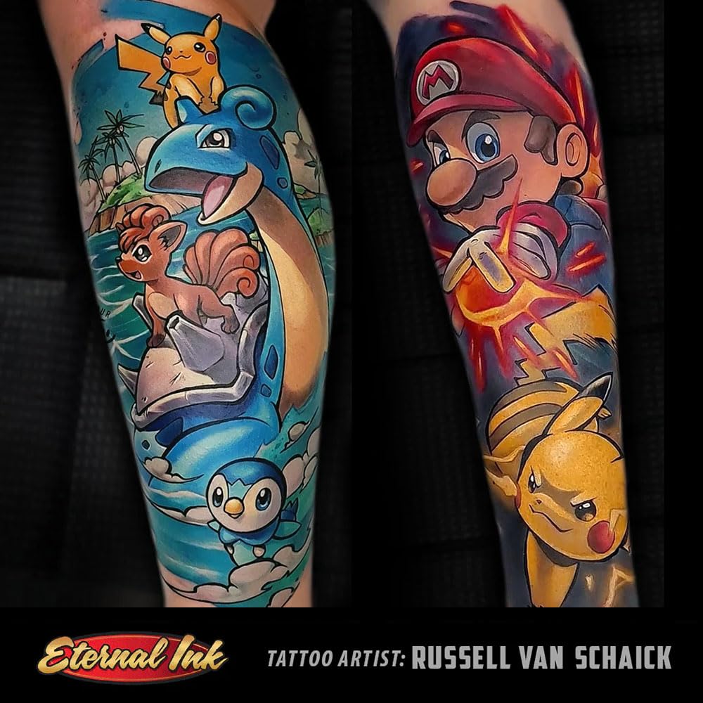 Eternal Ink white applied as highlights on healed tattoo showing crispness