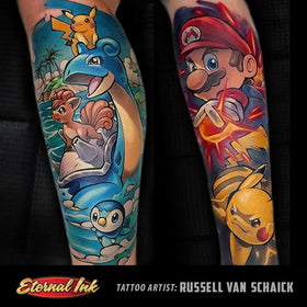 Eternal Ink white applied as highlights on healed tattoo showing crispness