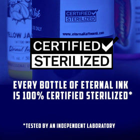 Eternal Ink white bottle beside ruler to show compact 1 oz scale