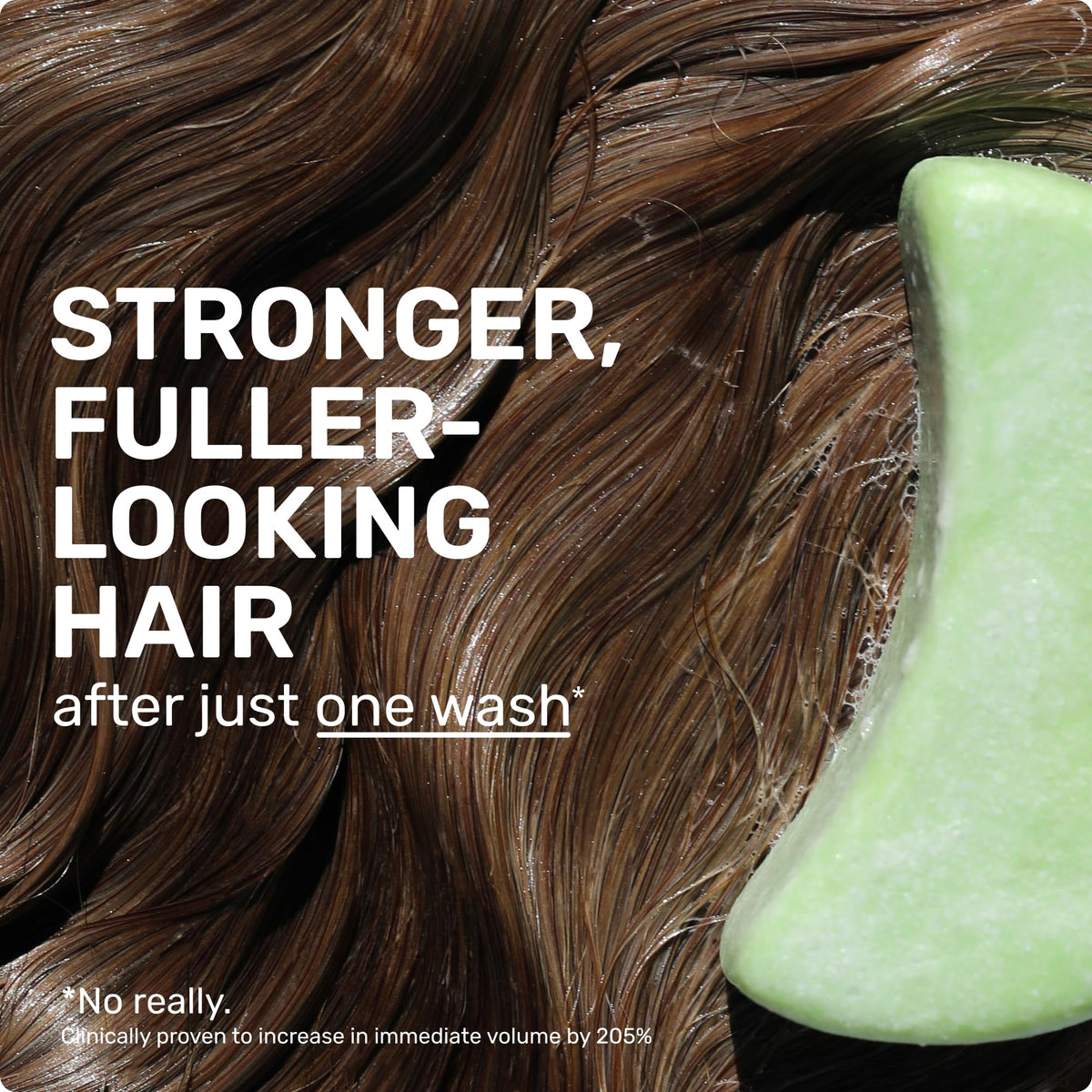 Ethique before and after hair comparison showing thicker, fuller-looking hair