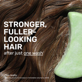 Ethique before and after hair comparison showing thicker, fuller-looking hair