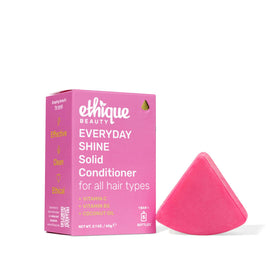 Ethique Everyday Conditioner bar front packaging showing eco benefits and compact size