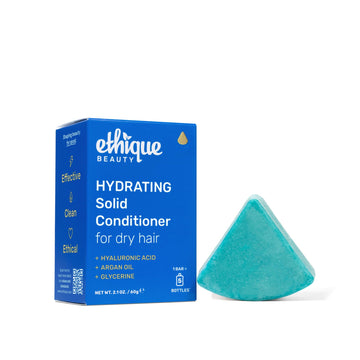 Ethique front packaging of hydrating conditioner bar showing plastic-free box and benefits
