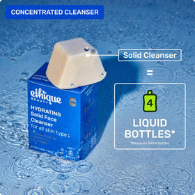 Ethique hydrating in use washing hands demonstrating gentle foam and effective cleansing