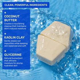 Ethique hydrating ingredients display with kaolin clay and coconut butter for nourishment