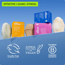 Ethique hydrating lifestyle bathroom setup showing eco-friendly bars on a draining dish