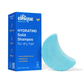 Ethique shampoo bar front packaging showing label and eco benefit