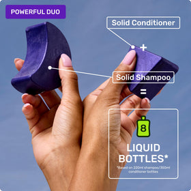 Ethique purple conditioner bar ingredients label shows natural components and transparency