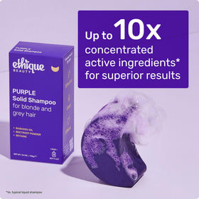 Ethique purple shampoo bar inside travel kit illustrating zero-waste portability