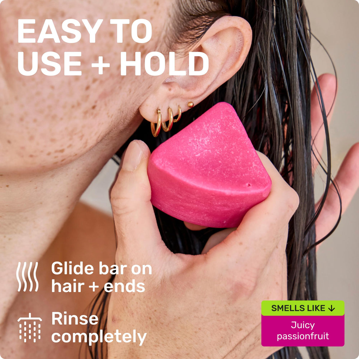 Ethique conditioner bar packed in travel kit inside luggage emphasizing leak-free convenience