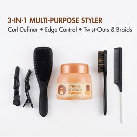 ETNIKER twist-out before and after demonstrating improved curl definition