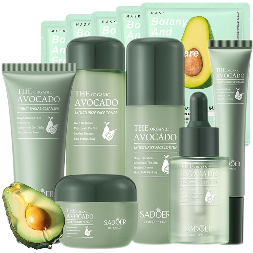 Etuanxi front box showing full 11-piece avocado skincare set and gift-ready presentation