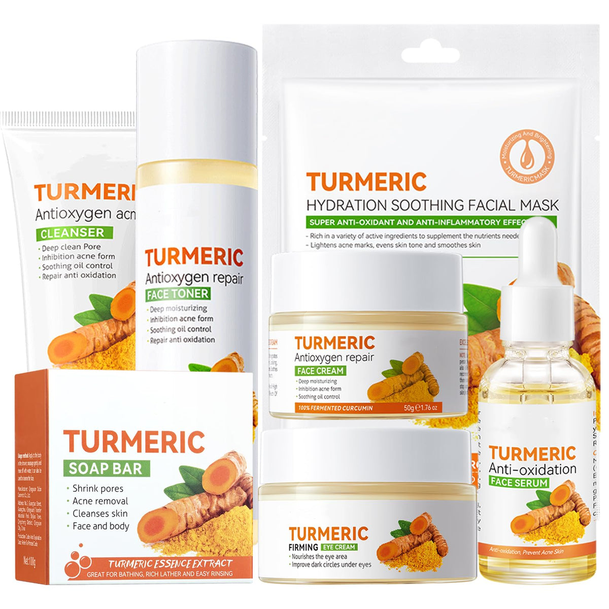 Etuanxi front packaging showing the full 11-piece turmeric kit and contents
