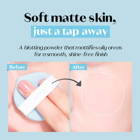 ETUDE application with puff in hand illustrating precise matte control