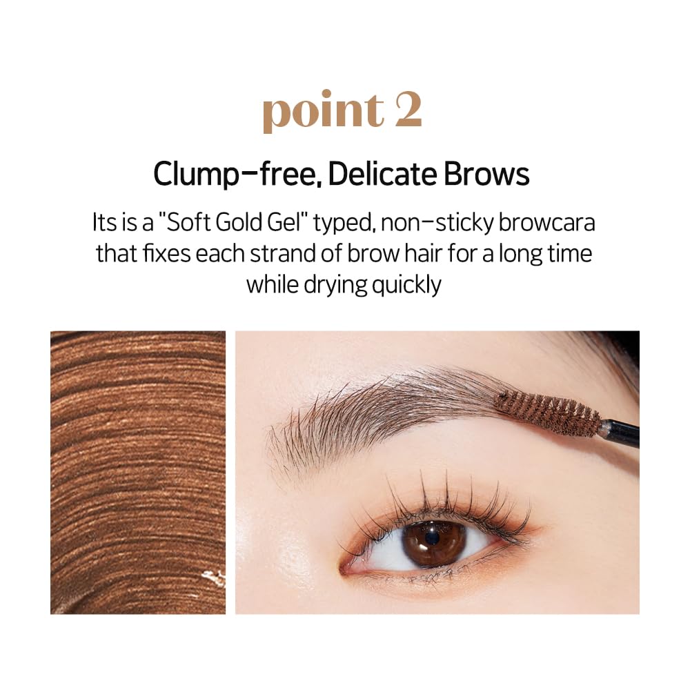 ETUDE Color My Brows applied on eyebrow mid-application demonstrating natural definition and hold