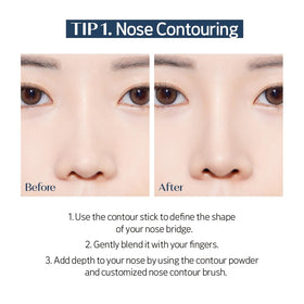 ETUDE contour stick applied to cheekbone demonstrating targeted sculpting