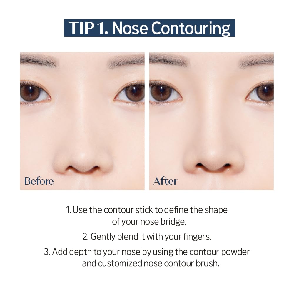 ETUDE contour stick being applied to cheek hollow to sculpt and define face shape