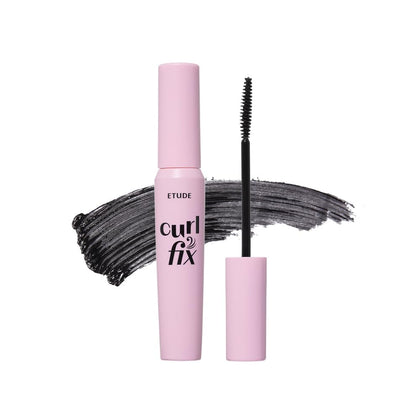ETUDE front packaging showing sleek mascara tube and logo benefit hold