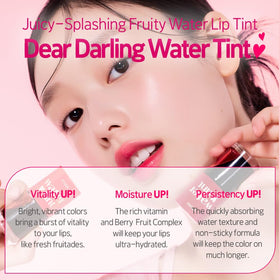 ETUDE strawberry tube close-up displaying applicator and vivid payoff
