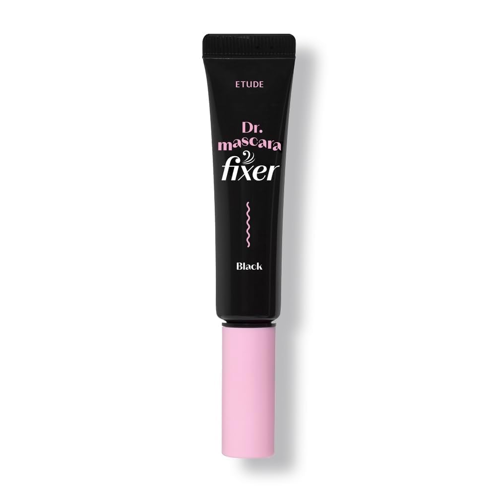 ETUDE front packaging of Dr. Mascara Fixer showing compact tube and branding benefit long hold