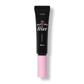 ETUDE front packaging of Dr. Mascara Fixer showing compact tube and branding benefit long hold