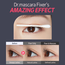ETUDE comparison of lashes before and after showing lifted curl hold