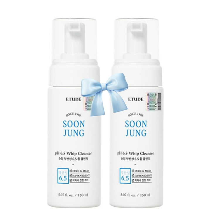ETUDE duo front packaging showing two cleanser bottles and calming design for gentle care