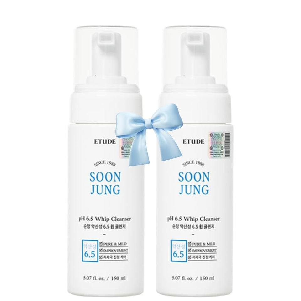 ETUDE duo front packaging showing two cleanser bottles and calming design for gentle care