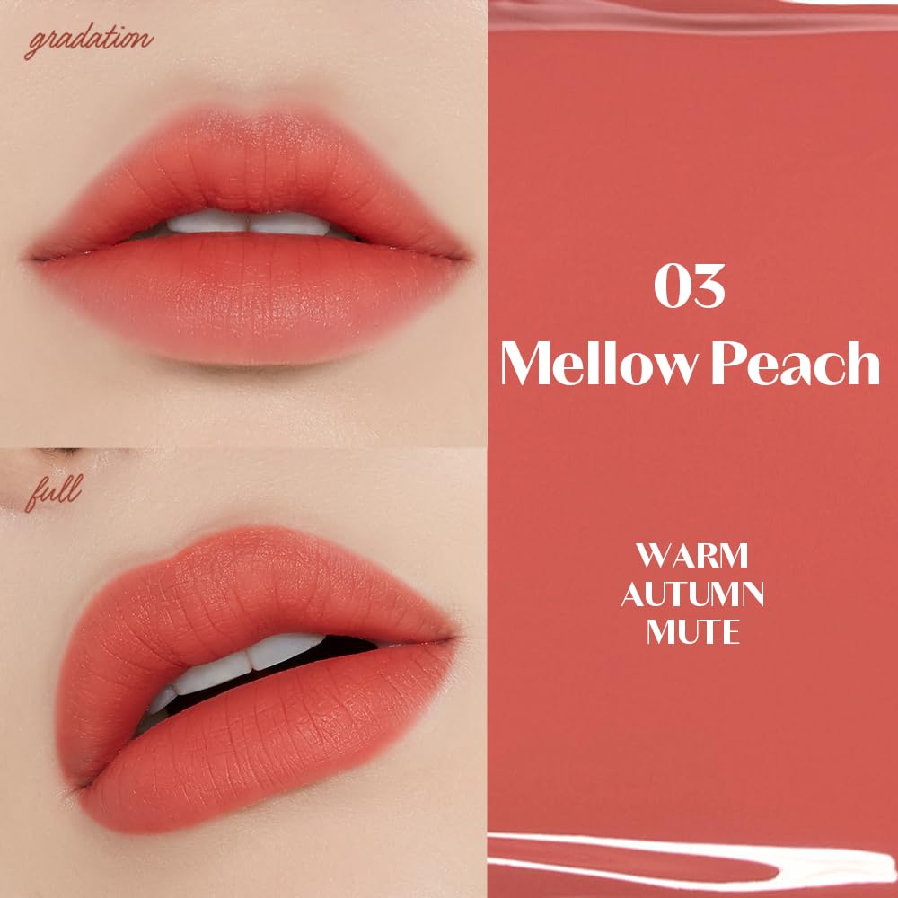 ETUDE arm swatch of Mellow Peach shows true pigment payoff benefit: easy shade comparison