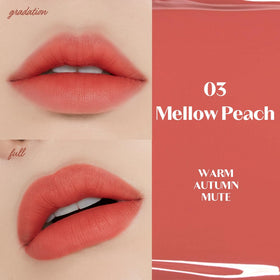 ETUDE arm swatch of Mellow Peach shows true pigment payoff benefit: easy shade comparison