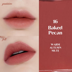 ETUDE swatch on hand reveals rich baked pecan pigmentation and blendability